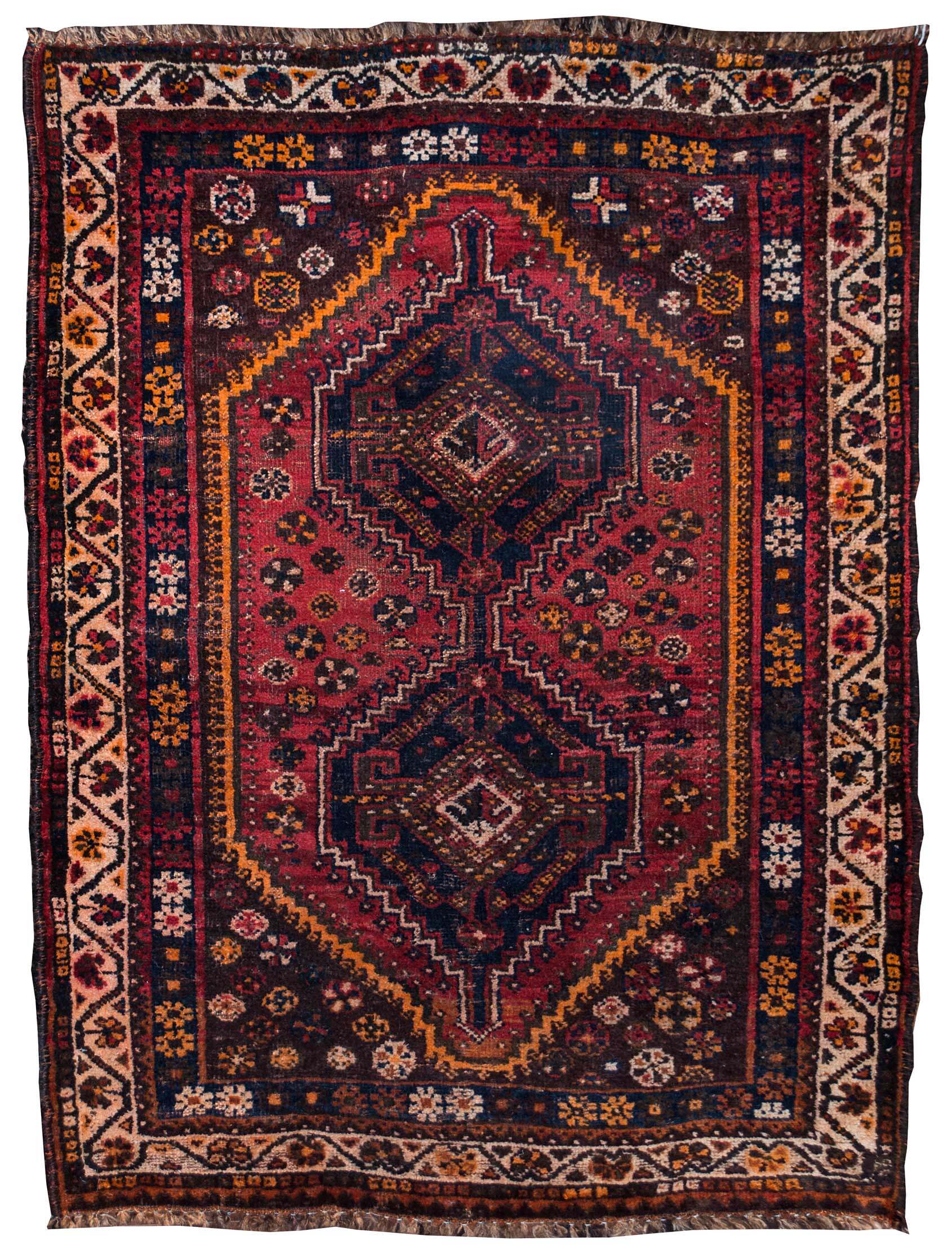 het ergste Feest Zichzelf Shiraz Tribal Geometric Hand Made Rug - Vintage 4 by 5